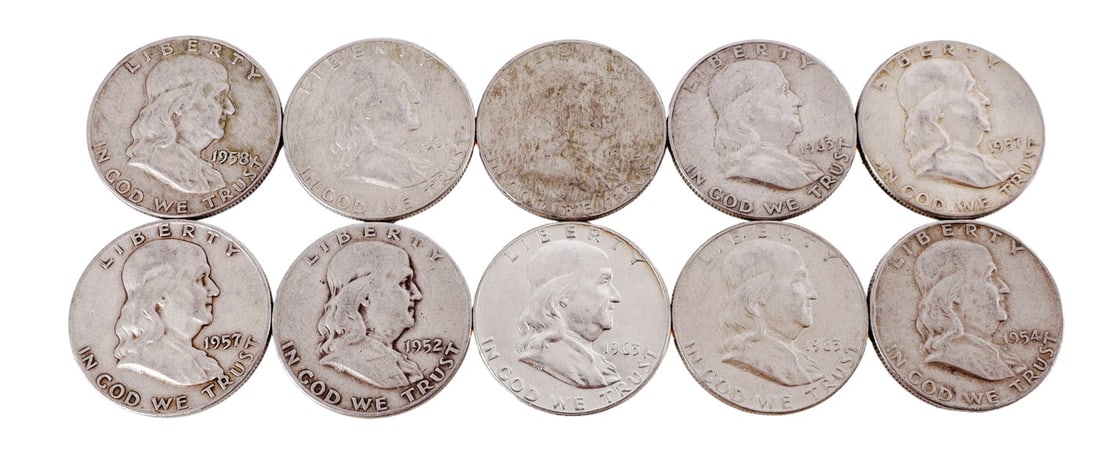 $5 FACE SILVER FRANKLIN HALF DOLLAR COIN LOT (1 of 2)