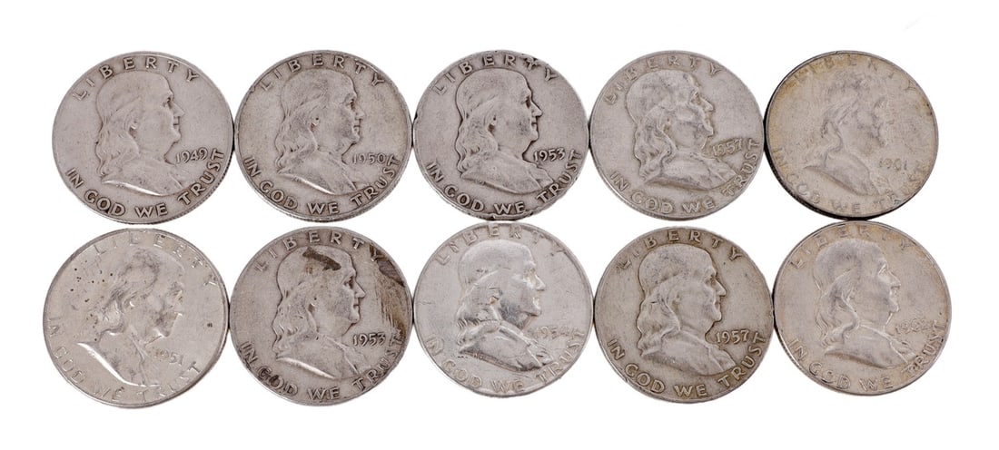 $5 FACE SILVER FRANKLIN HALF DOLLAR COIN LOT (1 of 2)