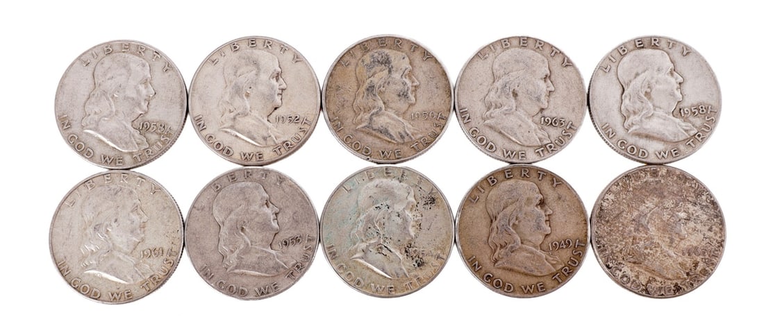 $5 FACE SILVER FRANKLIN HALF DOLLAR COIN LOT (1 of 2)