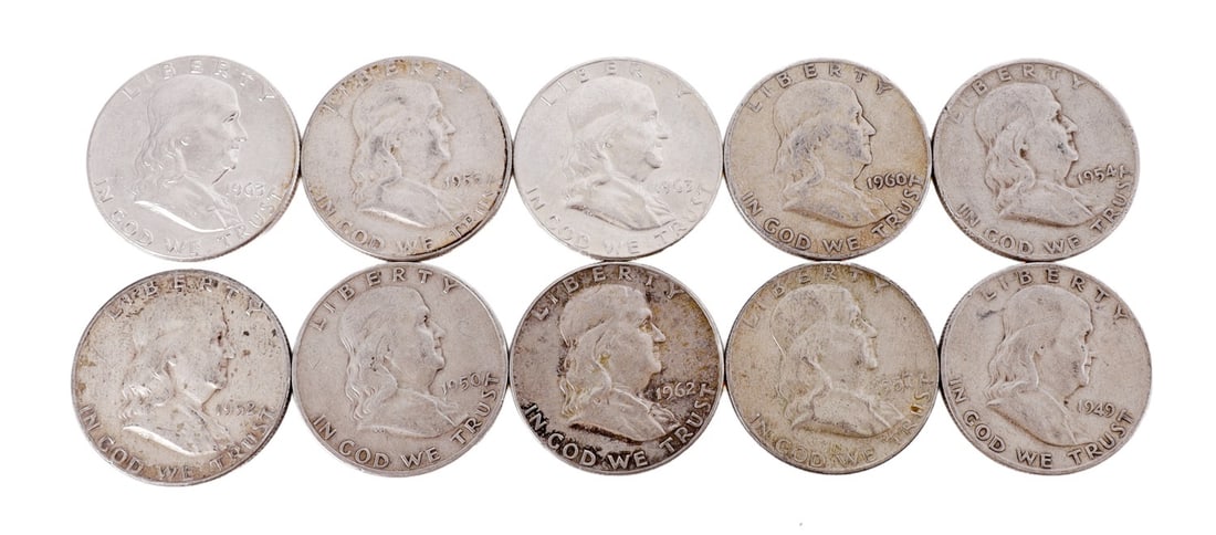 $5 FACE SILVER FRANKLIN HALF DOLLAR COIN LOT (1 of 2)