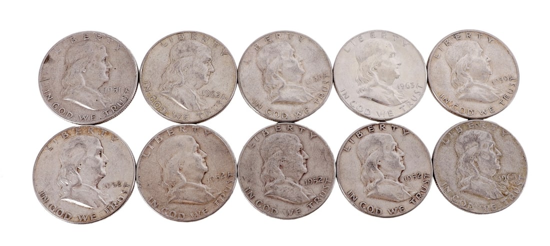 $5 FACE SILVER FRANKLIN HALF DOLLAR COIN LOT (1 of 2)