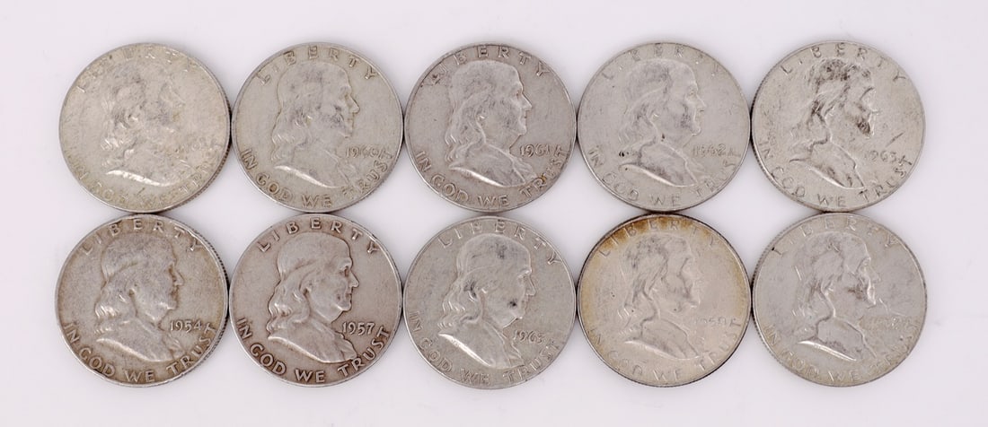 $5 FACE SILVER FRANKLIN HALF DOLLAR COIN LOT (1 of 2)