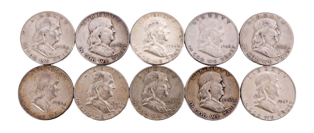 $5 FACE SILVER FRANKLIN HALF DOLLAR COIN LOT (1 of 2)