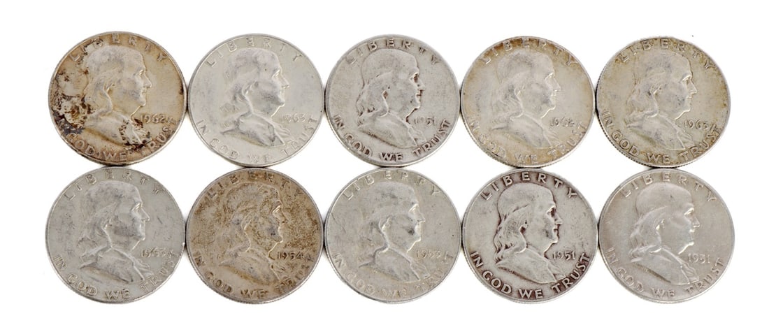 $5 FACE SILVER FRANKLIN HALF DOLLAR COIN LOT (1 of 2)