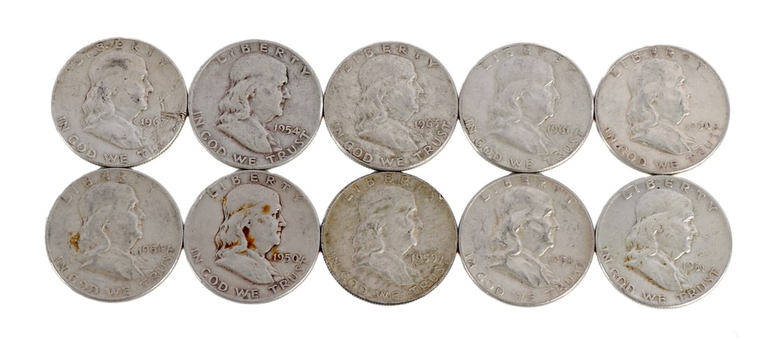 $5 FACE SILVER FRANKLIN HALF DOLLAR COIN LOT (1 of 2)