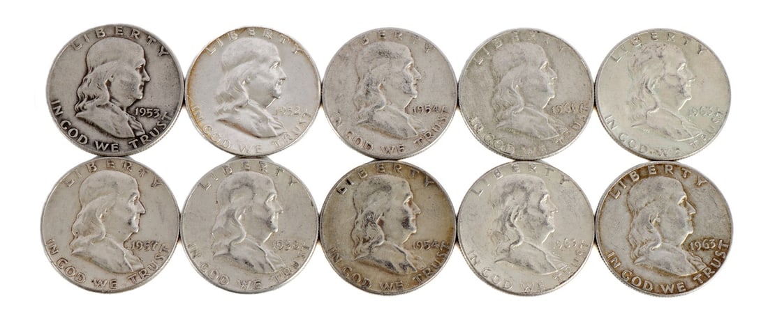$5 FACE SILVER FRANKLIN HALF DOLLAR COIN LOT (1 of 2)