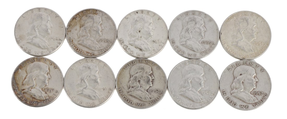 $5 FACE SILVER FRANKLIN HALF DOLLAR COIN LOT (1 of 2)