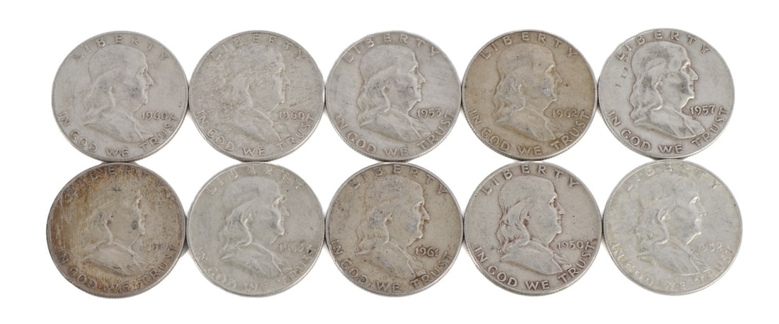 $5 FACE SILVER FRANKLIN HALF DOLLAR COIN LOT (1 of 2)