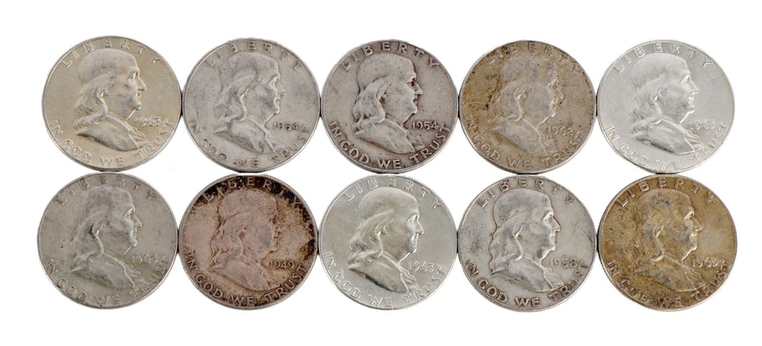 $5 FACE SILVER FRANKLIN HALF DOLLAR COIN LOT (1 of 2)