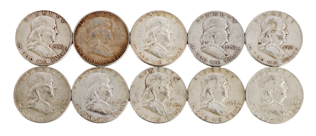 $5 FACE SILVER FRANKLIN HALF DOLLAR COIN LOT (1 of 2)