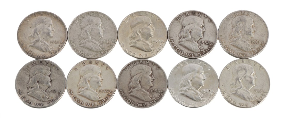 $5 FACE SILVER FRANKLIN HALF DOLLAR COIN LOT (1 of 2)