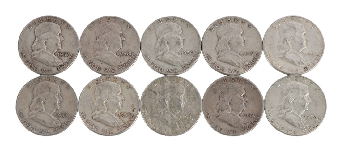 $5 FACE SILVER FRANKLIN HALF DOLLAR COIN LOT (1 of 2)