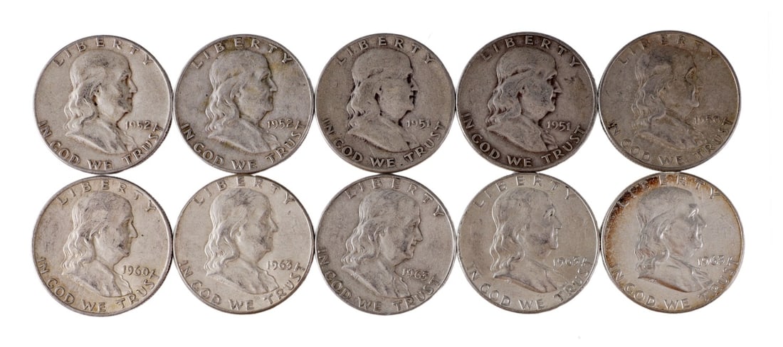 $5 FACE SILVER FRANKLIN HALF DOLLAR COIN LOT (1 of 2)