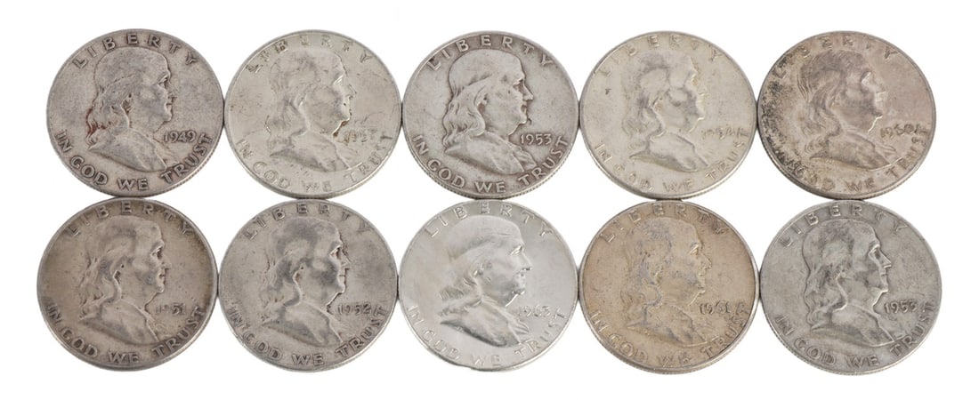 $5 FACE SILVER FRANKLIN HALF DOLLAR COIN LOT (1 of 2)