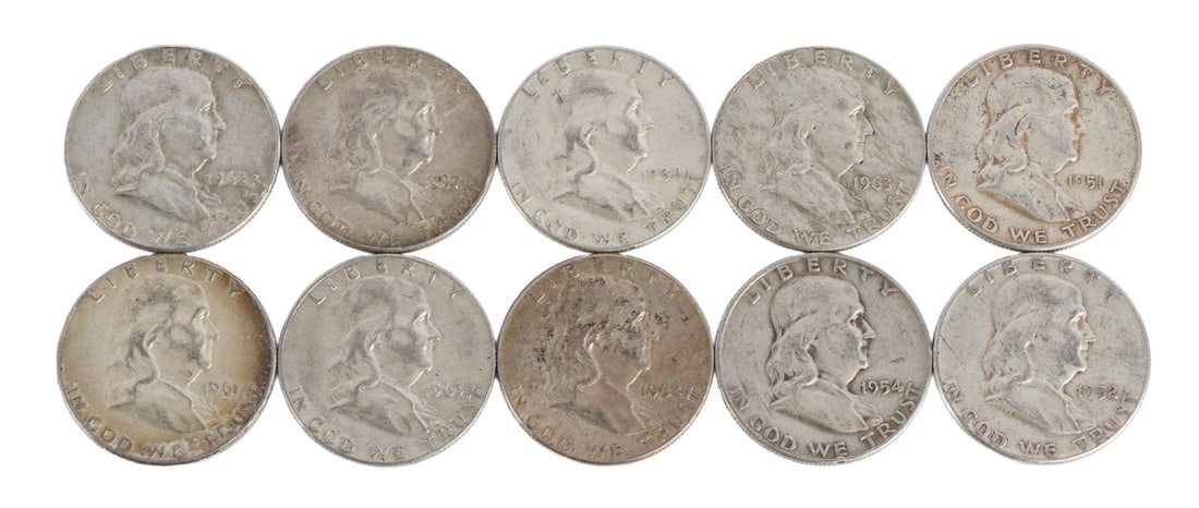 $5 FACE SILVER FRANKLIN HALF DOLLAR COIN LOT (1 of 2)