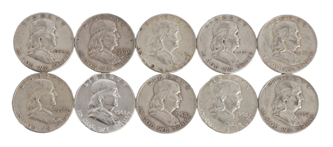 $5 FACE SILVER FRANKLIN HALF DOLLAR COIN LOT (1 of 2)