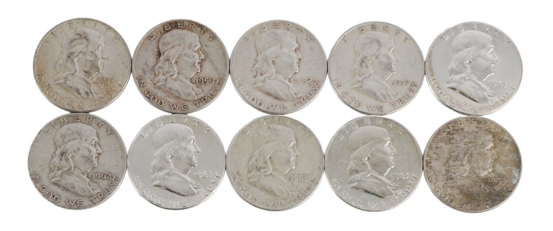 $5 FACE SILVER FRANKLIN HALF DOLLAR COIN LOT (1 of 2)