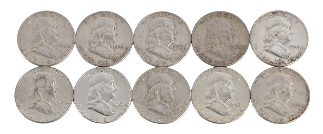 $5 FACE SILVER FRANKLIN HALF DOLLAR COIN LOT (1 of 2)