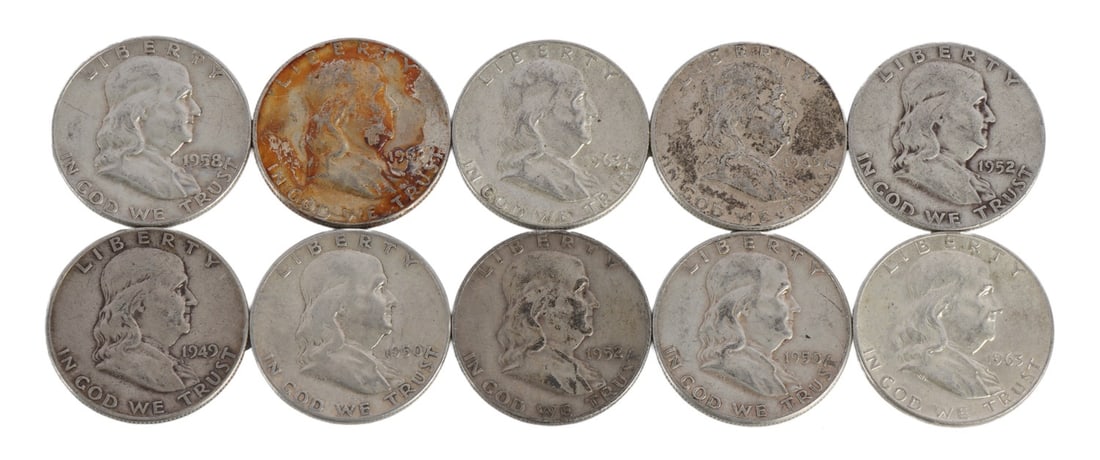 $5 FACE SILVER FRANKLIN HALF DOLLAR COIN LOT (1 of 2)