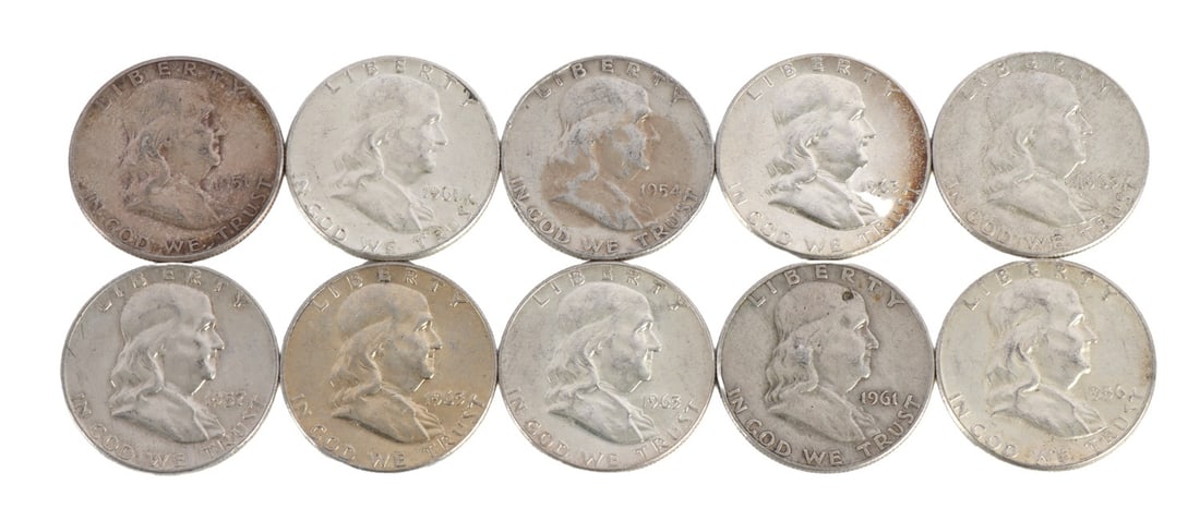 $5 FACE SILVER FRANKLIN HALF DOLLAR COIN LOT (1 of 2)