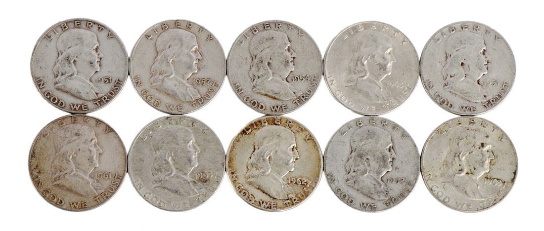 $5 FACE SILVER FRANKLIN HALF DOLLAR COIN LOT (1 of 2)