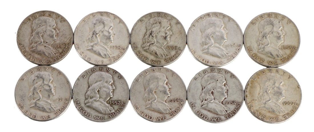 $5 FACE SILVER FRANKLIN HALF DOLLAR COIN LOT (1 of 2)