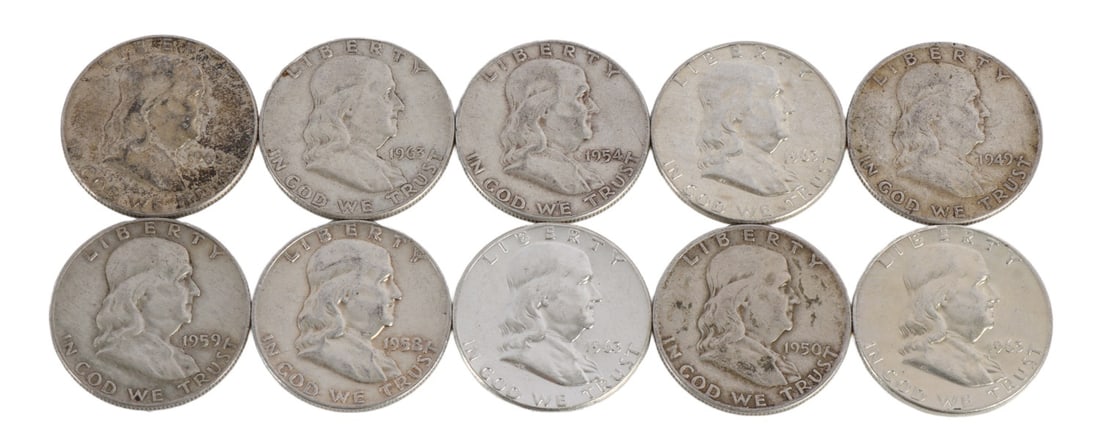 $5 FACE SILVER FRANKLIN HALF DOLLAR COIN LOT (1 of 2)