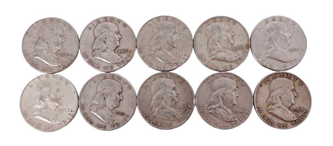 $5 FACE SILVER FRANKLIN HALF DOLLAR COIN LOT (1 of 2)