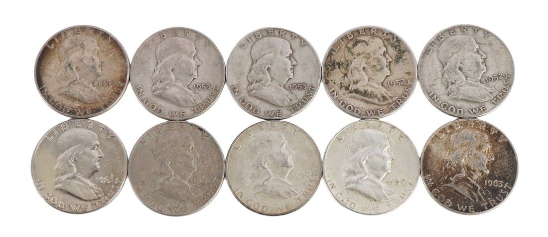 $5 FACE SILVER FRANKLIN HALF DOLLAR COIN LOT (1 of 2)