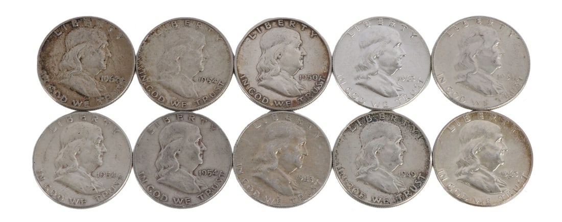 $5 FACE SILVER FRANKLIN HALF DOLLAR COIN LOT (1 of 2)