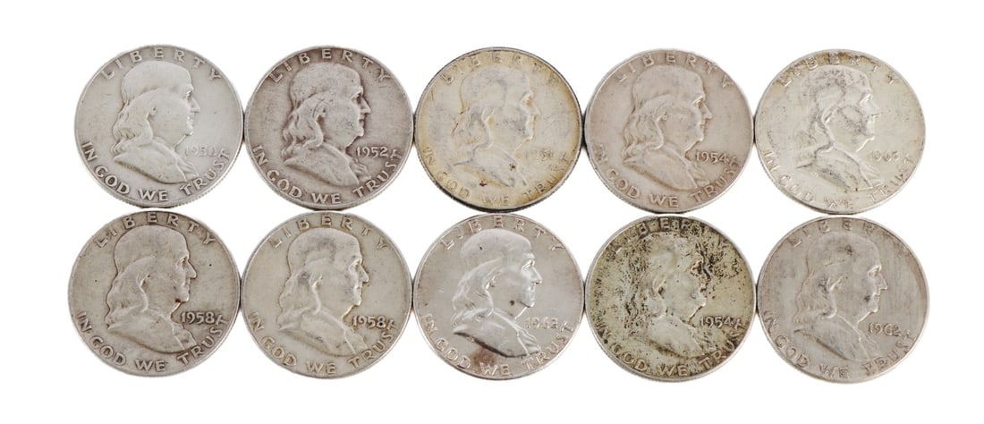 $5 FACE SILVER FRANKLIN HALF DOLLAR COIN LOT (1 of 2)