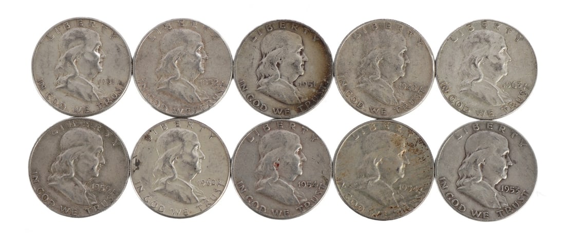 $5 FACE SILVER FRANKLIN HALF DOLLAR COIN LOT (1 of 2)