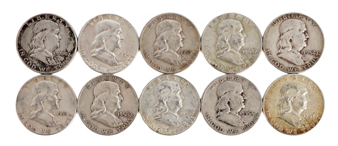 $5 FACE SILVER FRANKLIN HALF DOLLAR COIN LOT (1 of 2)