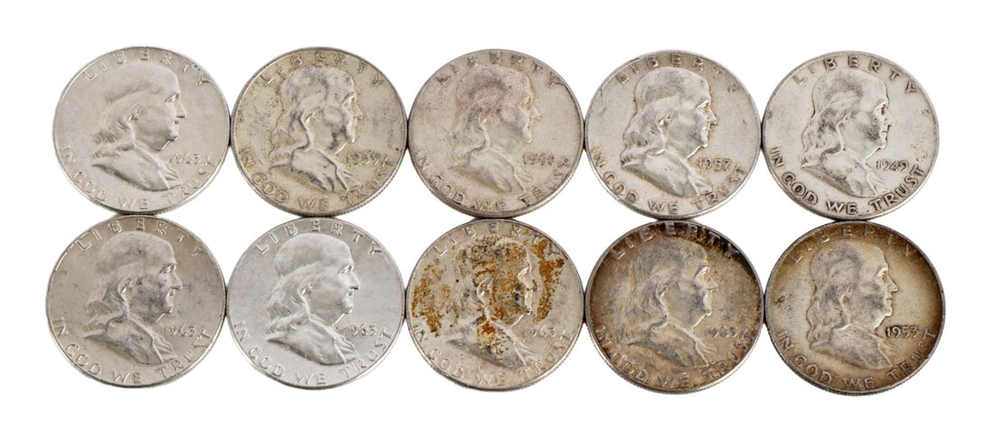 $5 FACE SILVER FRANKLIN HALF DOLLAR COIN LOT (1 of 2)