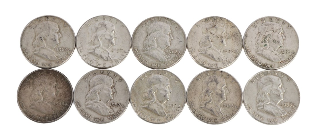 $5 FACE SILVER FRANKLIN HALF DOLLAR COIN LOT (1 of 2)