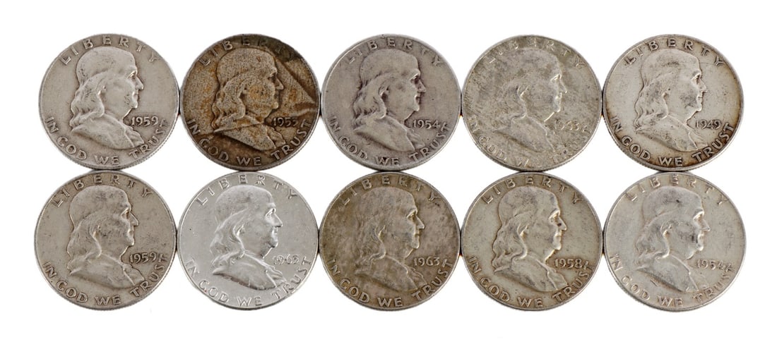 $5 FACE SILVER FRANKLIN HALF DOLLAR COIN LOT (1 of 2)