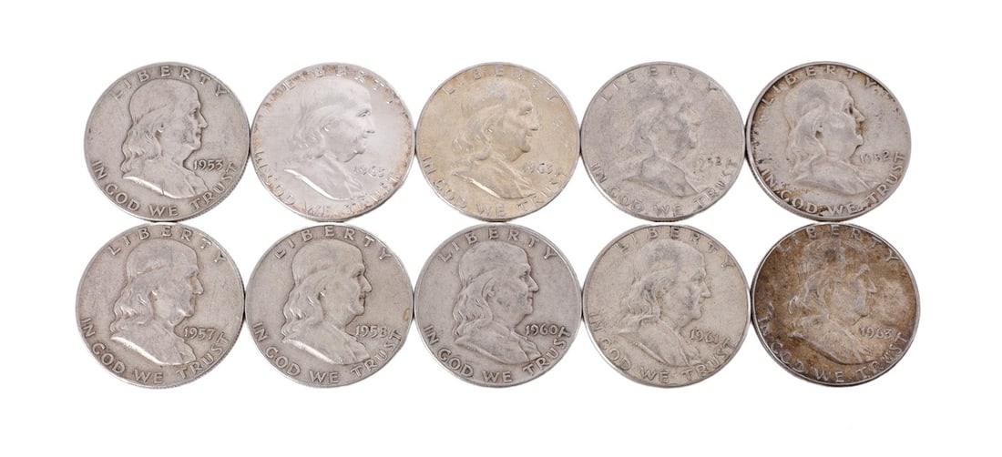 $5 FACE SILVER FRANKLIN HALF DOLLAR COIN LOT (1 of 2)