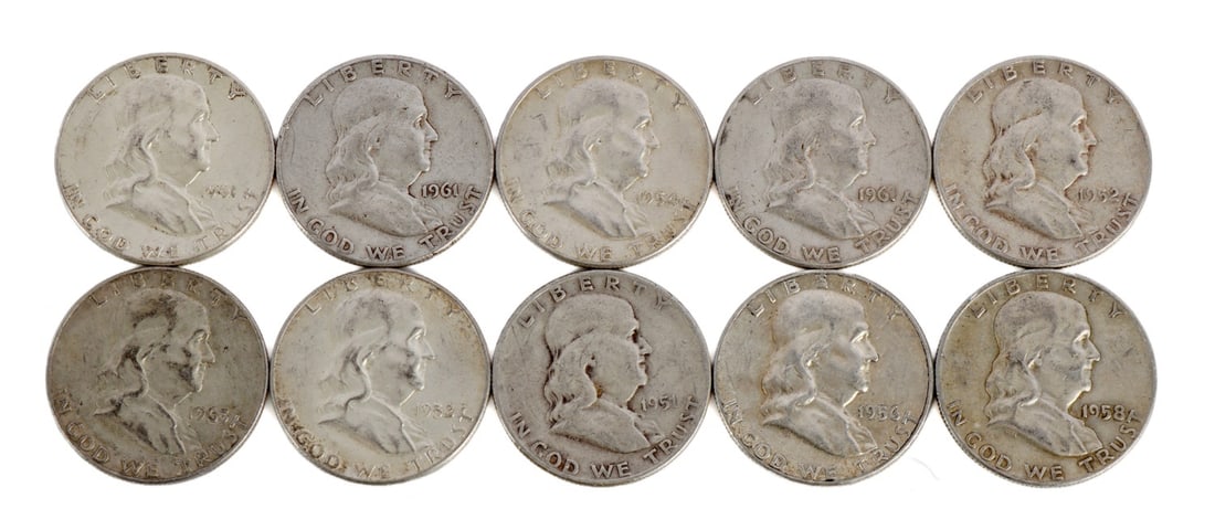 $5 FACE SILVER FRANKLIN HALF DOLLAR COIN LOT (1 of 2)
