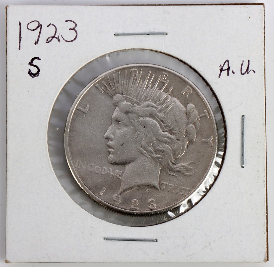 1923 US PEACE SILVER DOLLAR COIN: 90% purity. This lot reserved at melt. || Payment & Shipping: Accounts without purchase history must pay via Zelle, money order, cashier's check or wire transfer. Items will ship within 10 business da