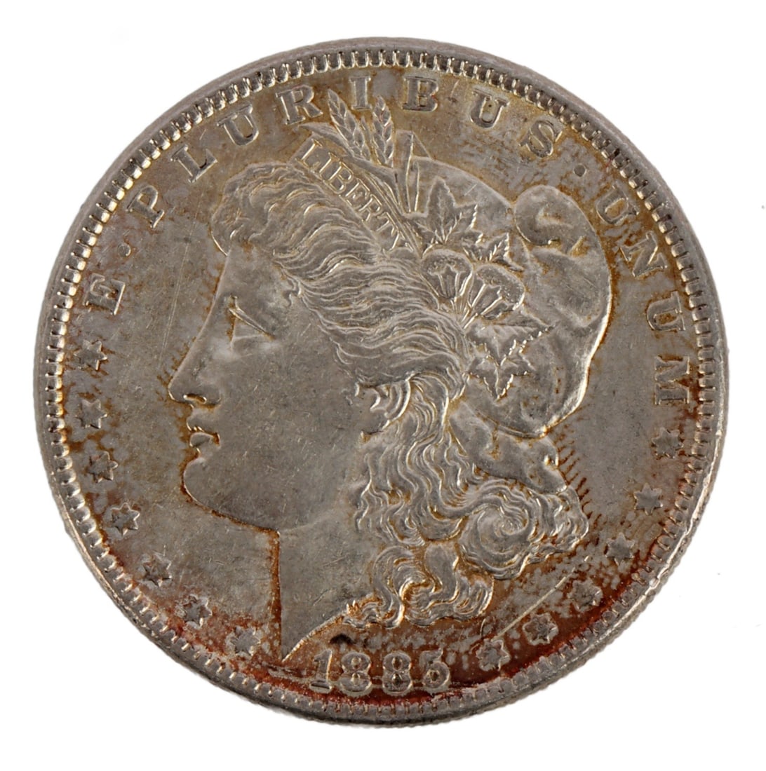 ONE .900 SILVER MORGAN DOLLAR 1885: An 1885 Morgan dollar made from .900 silver. This lot reserved at melt. || Payment & Shipping: Accounts without purchase history must pay via Zelle, money order, cashier's check or wire transfer. Item