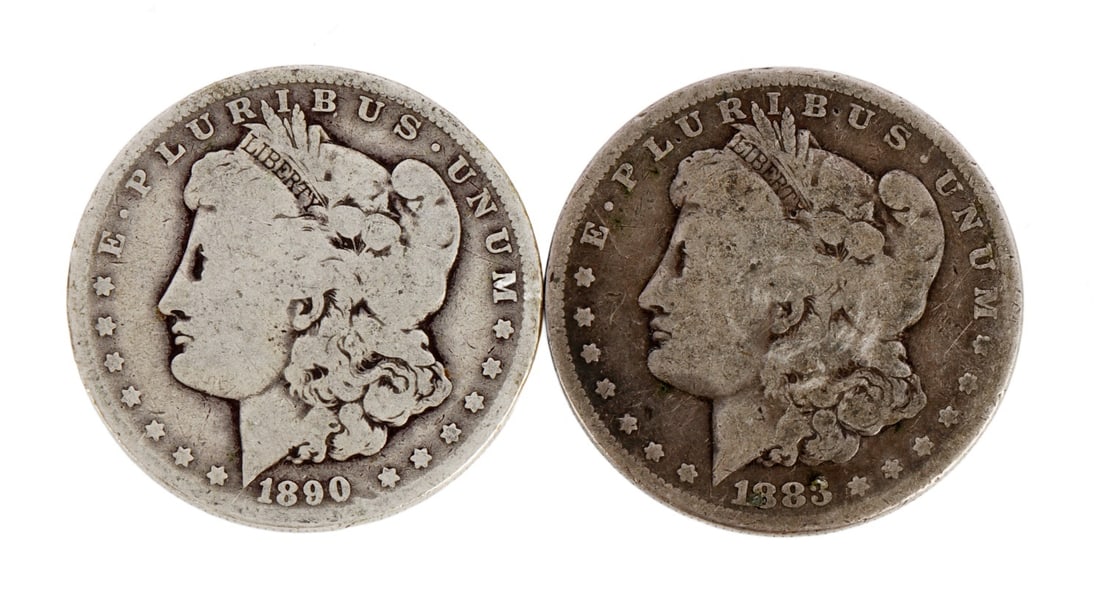 1883 AND 1887 US MORGAN SILVER DOLLAR COINS (1 of 3)