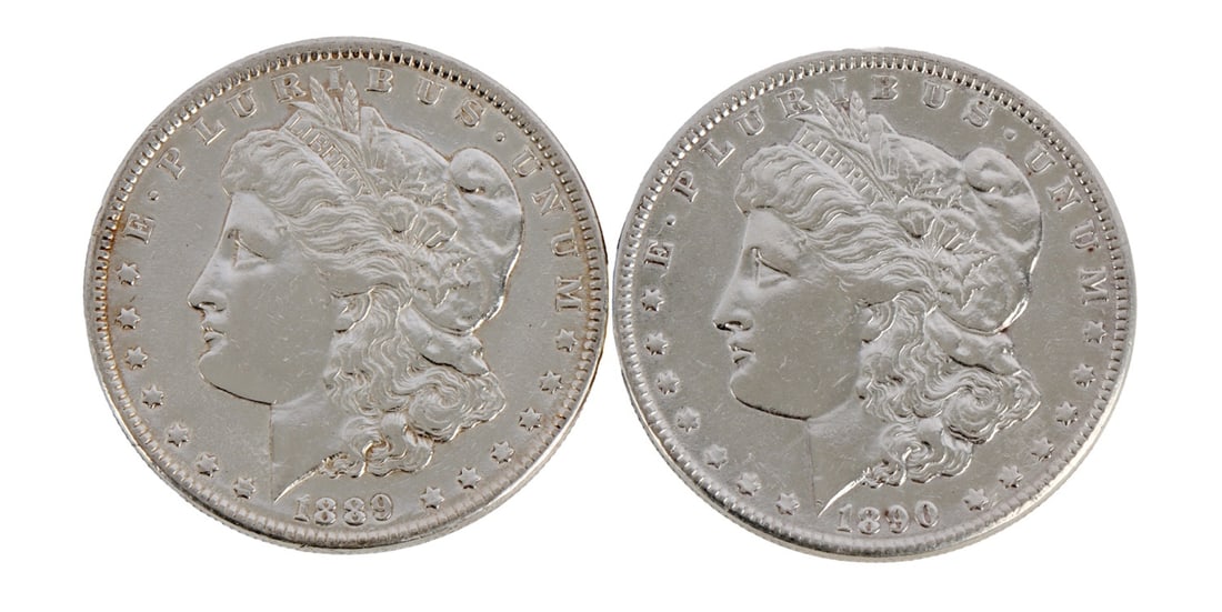 1890 1889 MORGAN SILVER DOLLAR COINS: 90% purity. This lot reserved at melt. || Payment & Shipping: Accounts without purchase history must pay via Zelle, money order, cashier's check or wire transfer. Items will ship within 10 business da
