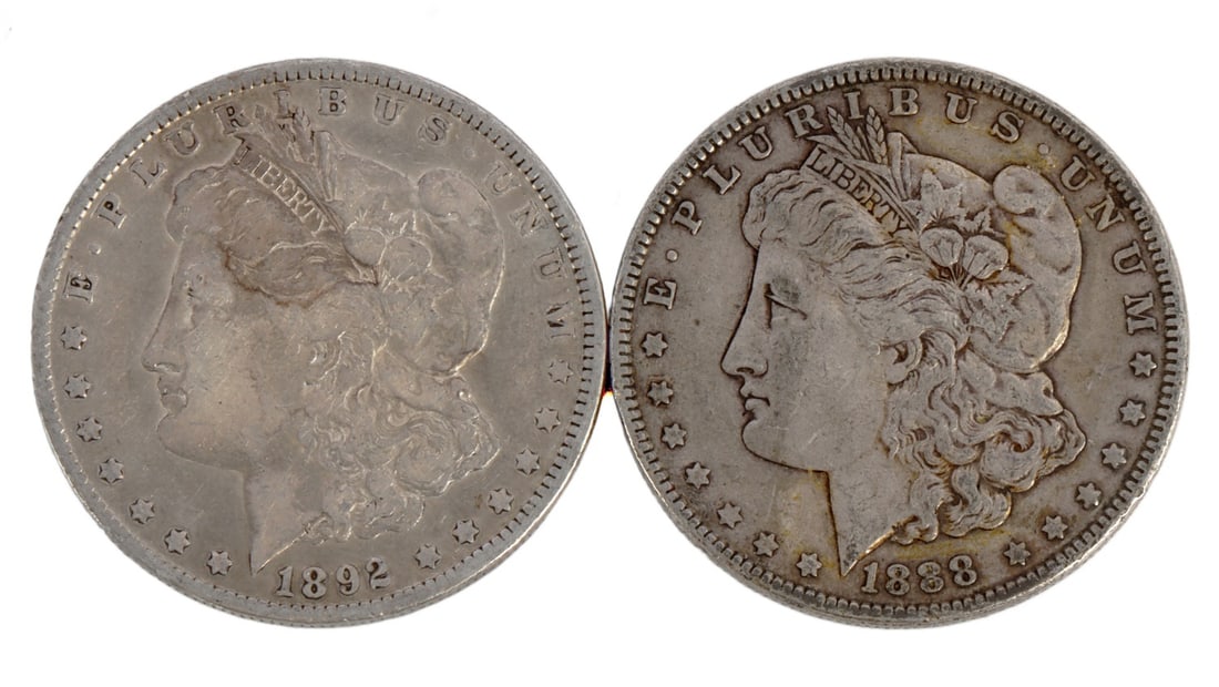 TWO MORGAN DOLLARS .900 SILVER (1 of 3)