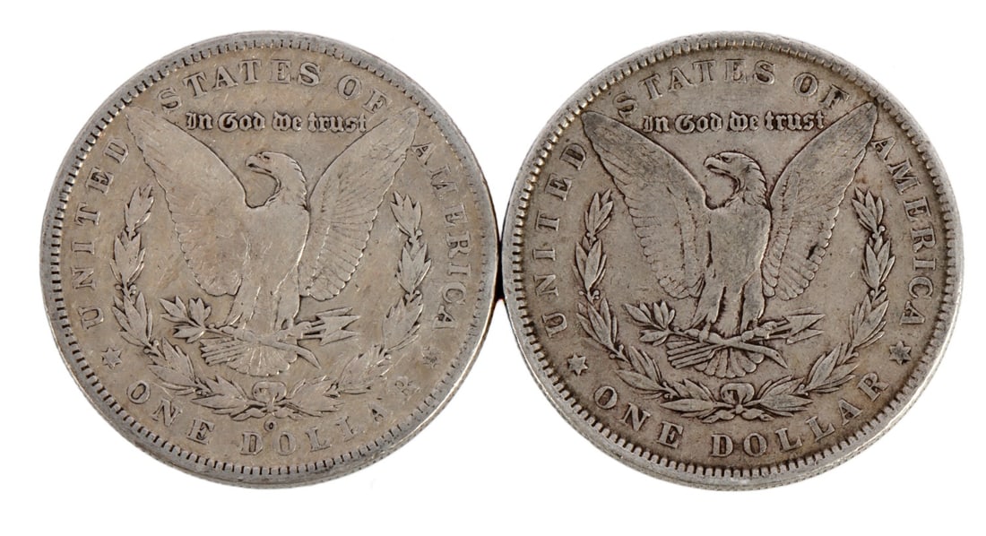 TWO MORGAN DOLLARS .900 SILVER - 2