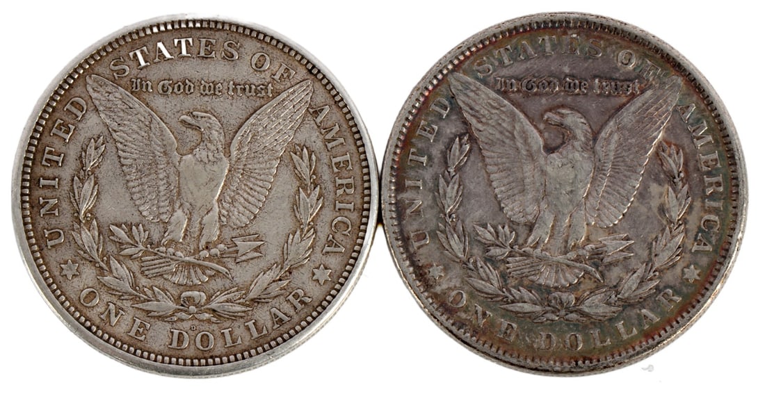 TWO MORGAN DOLLARS .900 SILVER - 2