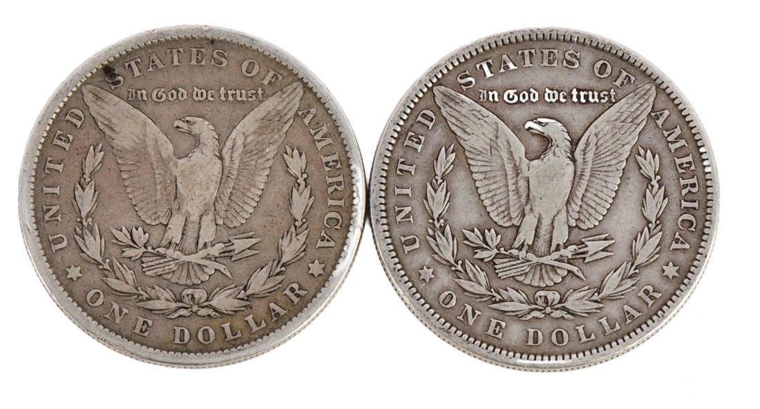 TWO MORGAN DOLLARS .900 SILVER - 2