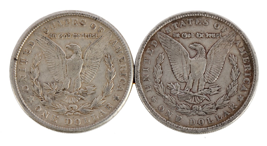 TWO MORGAN DOLLARS .900 SILVER - 2