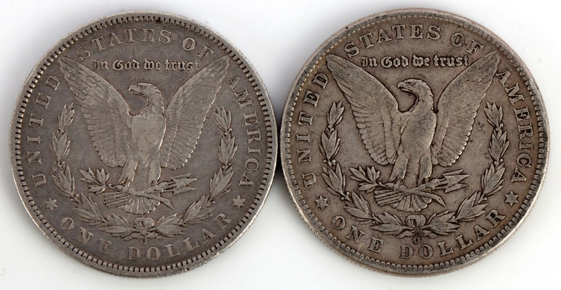 TWO MORGAN DOLLARS .900 SILVER - 2