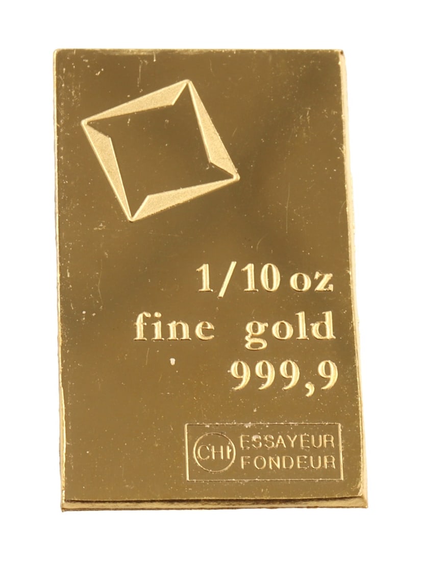 1/10 TROY OUNCE VALCAMBI SUISSE GOLD BAR: Guaranteed. This lot has a reserve.