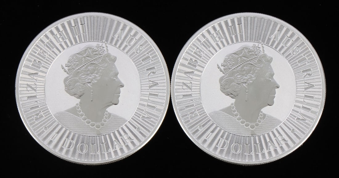 2 ONE TROY OUNCE .999 SILVER AUSTRALIAN DOLLARS: .999 fine silver bars with Australian dollar design. This lot has a reserve.